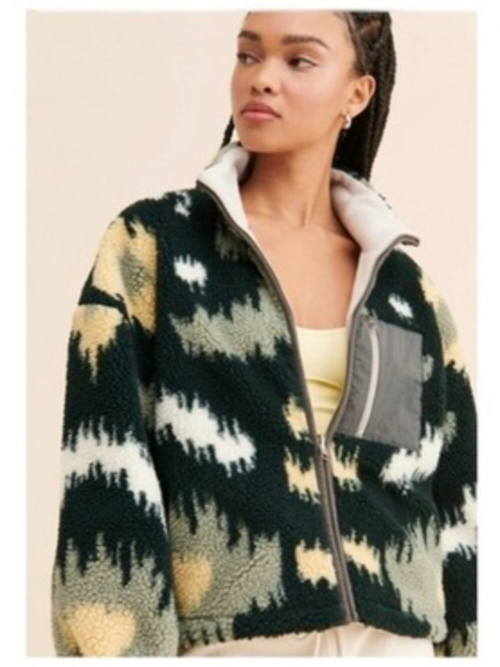Free People Bellerose Belou Reversible Sherpa Jacket NWT Size 0 Fits M Green